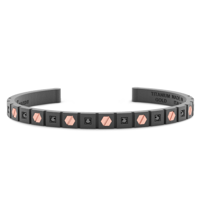 Zancan bracelet in 18k gold, titanium and black diamonds