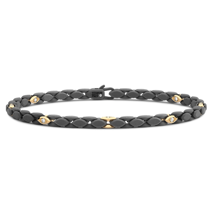 Zancan bracelet in 18k gold, titanium and white diamonds