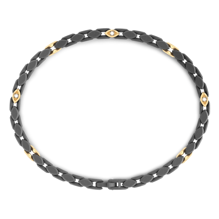 Pulsera Zancan de oro de 18 quilates, titanio y diamantes blancos