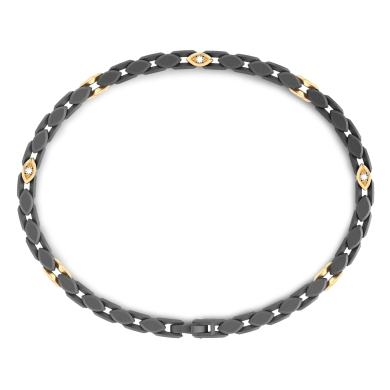 Pulsera Zancan de oro de 18 quilates, titanio y diamantes blancos