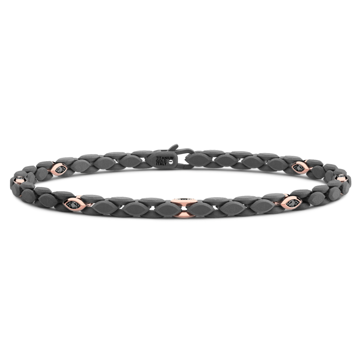 Zancan bracelet in 18k gold, titanium and black diamonds