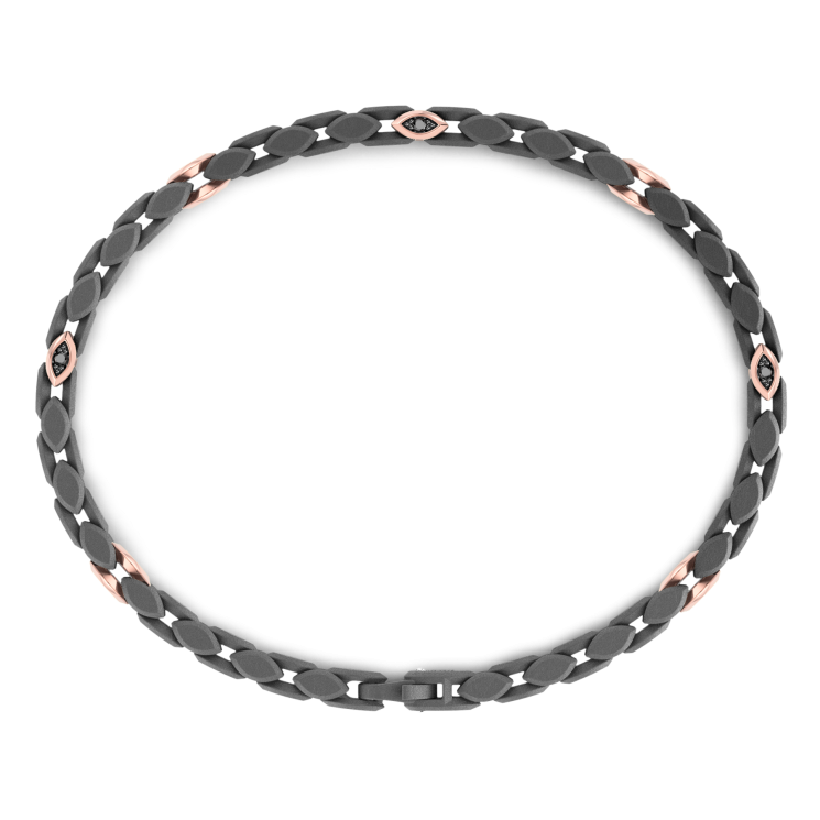 Zancan bracelet in 18k gold, titanium and black diamonds