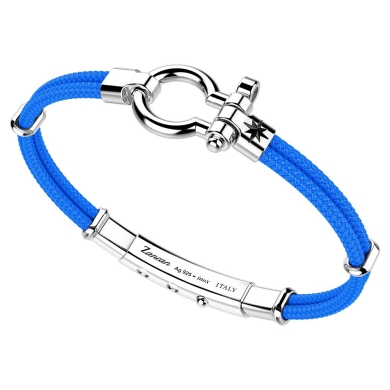 Pulsera Zancan de kevlar con grillo náutico de plata.