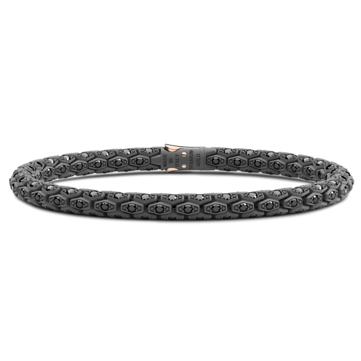 Pulsera Zancan de oro de 18 quilates, titanio y diamantes negros
