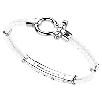 Pulsera Zancan de kevlar con grillo náutico de plata.