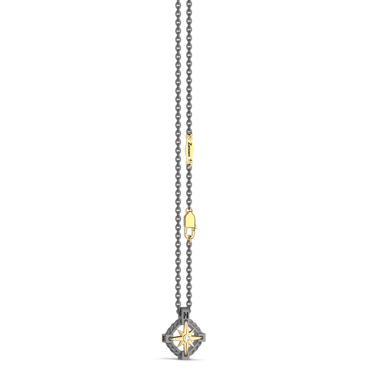 Zancan Necklace in Titanium and 18k Gold with Wind Rose and Diamond | Eternity Titanium Collectio