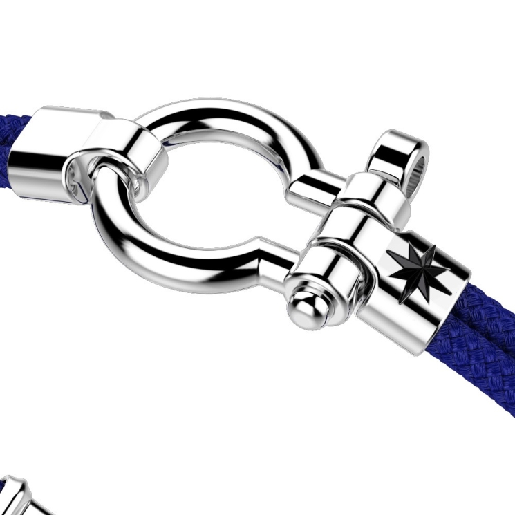 Zancan kevlar bracelet with silver nautical shackle.