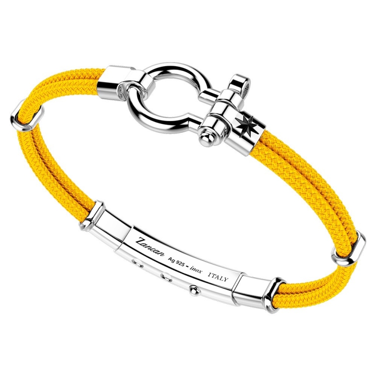 Zancan kevlar bracelet with silver nautical shackle.