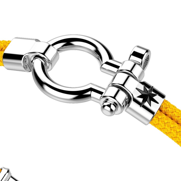 Zancan kevlar bracelet with silver nautical shackle.