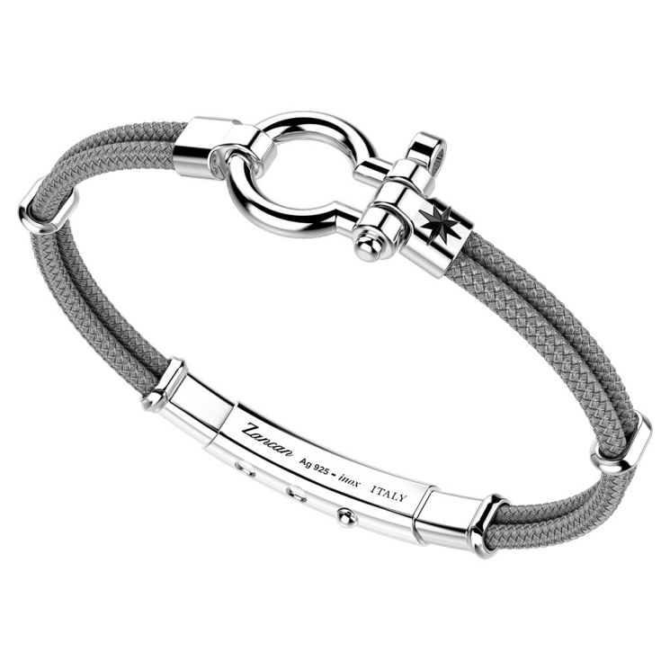 Zancan kevlar bracelet with silver nautical shackle.