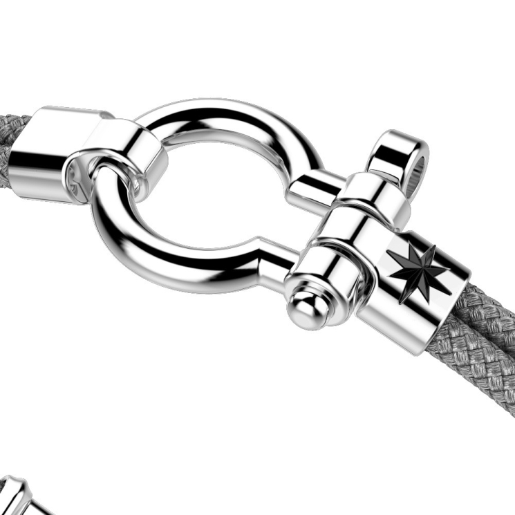 Zancan kevlar bracelet with silver nautical shackle.