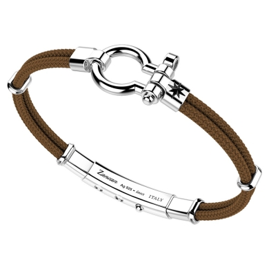 Zancan kevlar bracelet with silver nautical shackle.