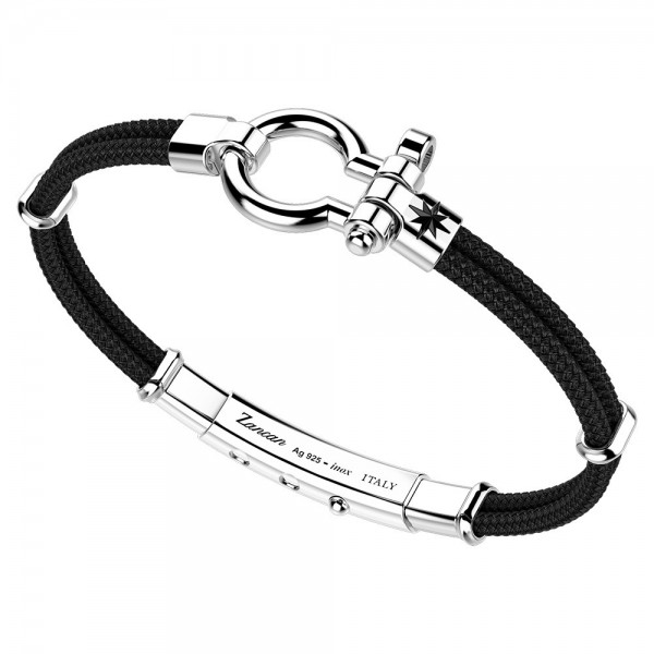 Zancan kevlar bracelet with silver nautical shackle.