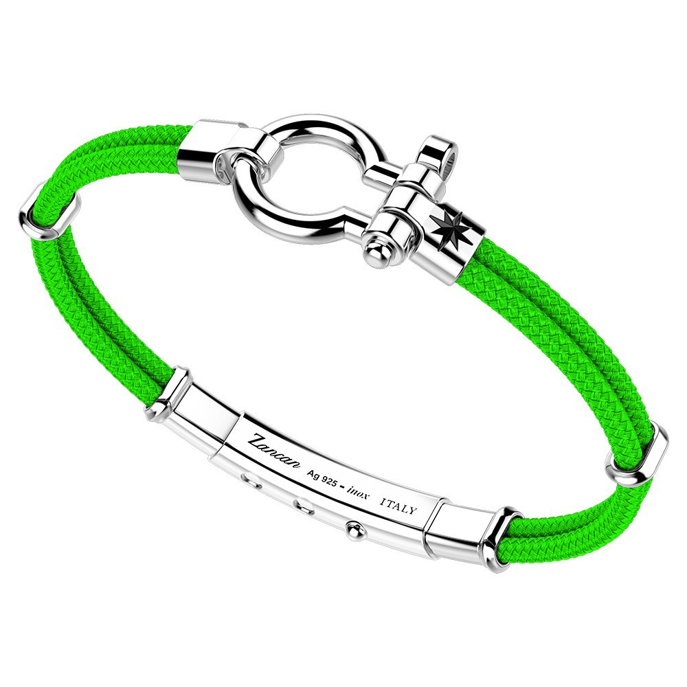 Zancan kevlar bracelet with silver nautical shackle.