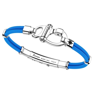 Zancan-Armband aus Kevlar mit Schäkel aus Silber.