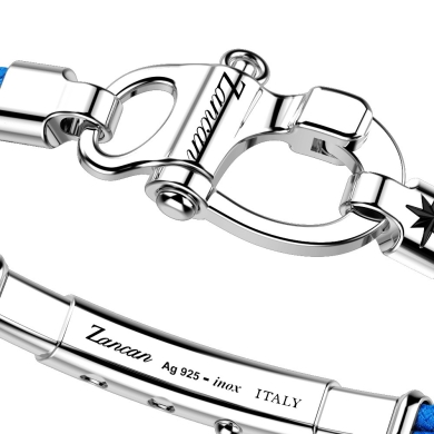 Zancan-Armband aus Kevlar mit Schäkel aus Silber.