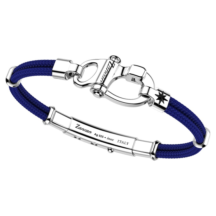 Pulsera Zancan de kevlar con gancho náutico de plata.