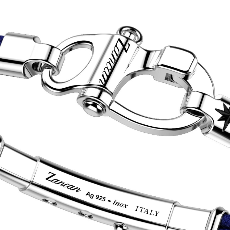 Bracciale Zancan in kevlare con gancio nautico in argento.