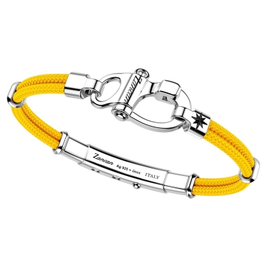 Zancan-Armband aus Kevlar mit Schäkel aus Silber.