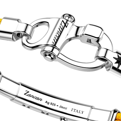 Zancan-Armband aus Kevlar mit Schäkel aus Silber.