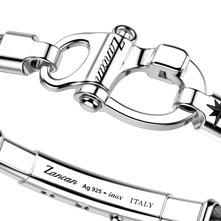 Zancan-Armband aus Kevlar mit Schäkel aus Silber.