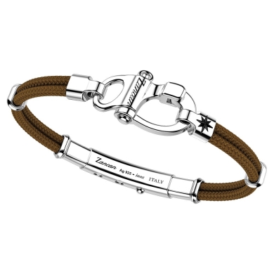 Pulsera Zancan de kevlar con gancho náutico de plata.