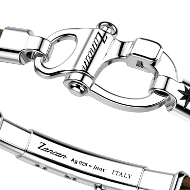 Zancan-Armband aus Kevlar mit Schäkel aus Silber.