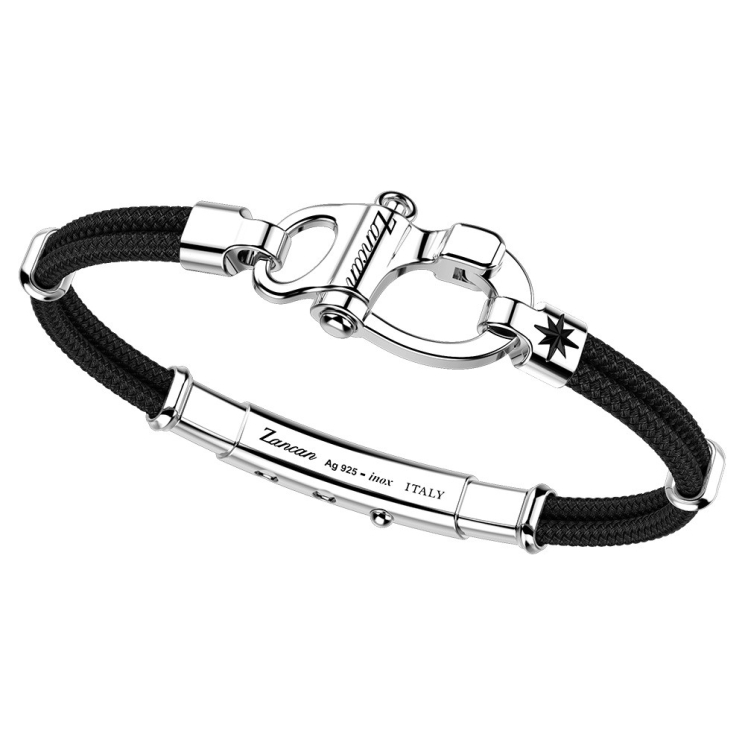 Zancan-Armband aus Kevlar mit Schäkel aus Silber.