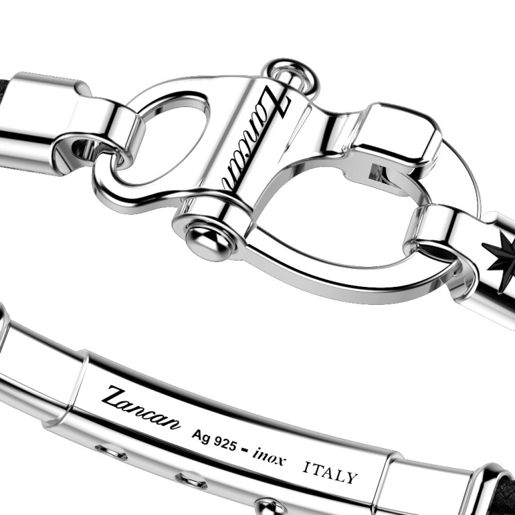 Zancan-Armband aus Kevlar mit Schäkel aus Silber.