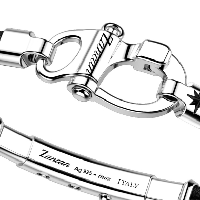 Zancan-Armband aus Kevlar mit Schäkel aus Silber.
