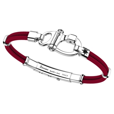 Zancan-Armband aus Kevlar mit Schäkel aus Silber.