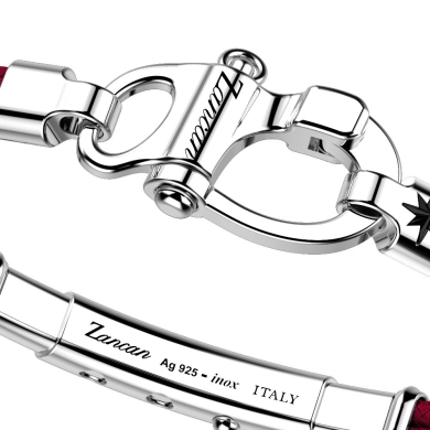 Zancan-Armband aus Kevlar mit Schäkel aus Silber.