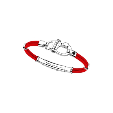Pulsera Zancan de kevlar con gancho náutico de plata.