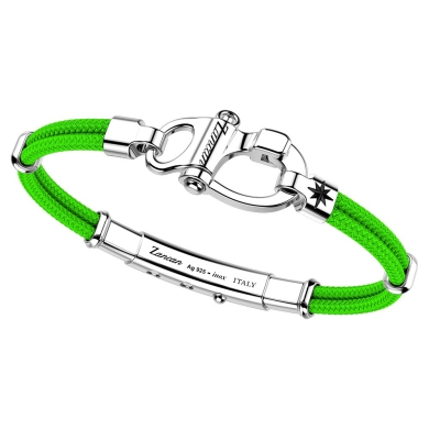 Zancan-Armband aus Kevlar mit Schäkel aus Silber.