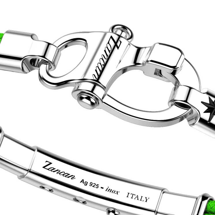 Zancan-Armband aus Kevlar mit Schäkel aus Silber.