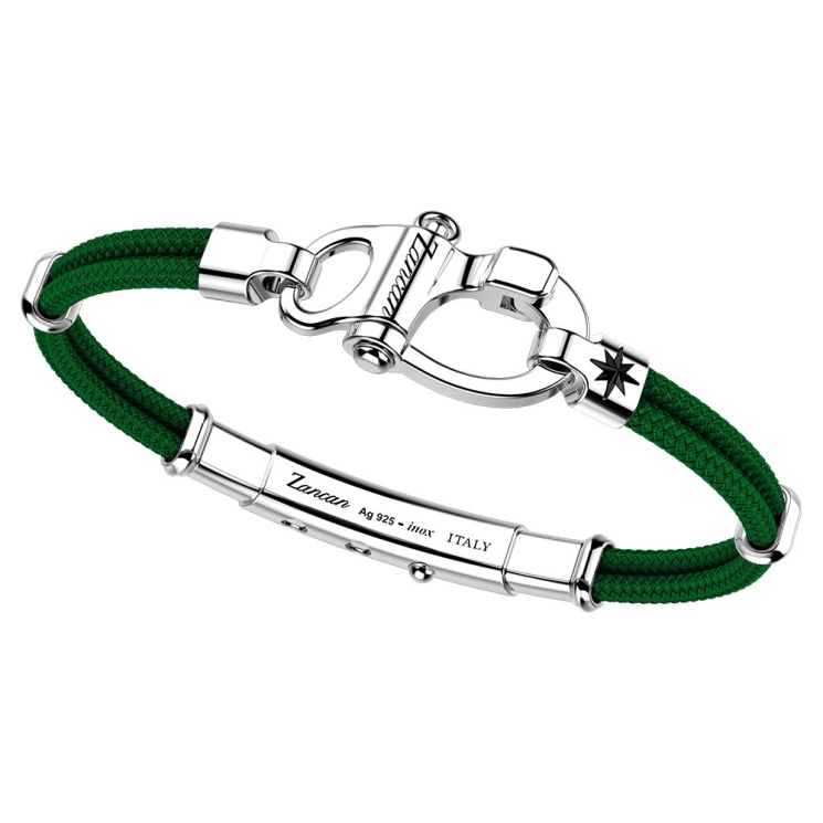 Zancan-Armband aus Kevlar mit Schäkel aus Silber.