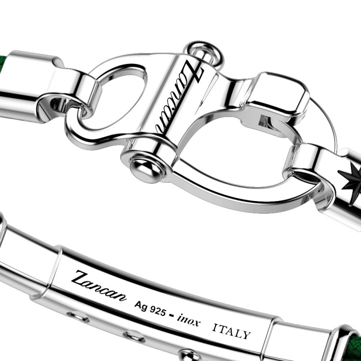 Zancan-Armband aus Kevlar mit Schäkel aus Silber.