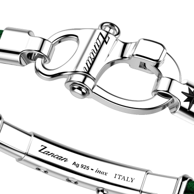 Zancan-Armband aus Kevlar mit Schäkel aus Silber.