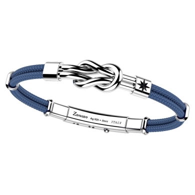 Zancan-Armband aus Kevlar mit Flachknoten aus Silber.