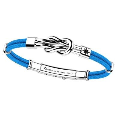 Zancan kevlar bracelet with flat silver knot.