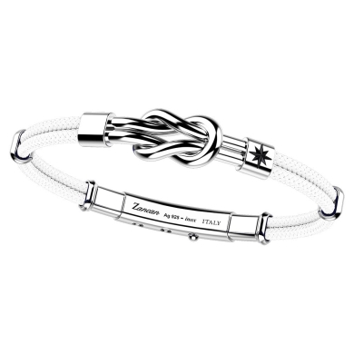Zancan-Armband aus Kevlar mit Flachknoten aus Silber.