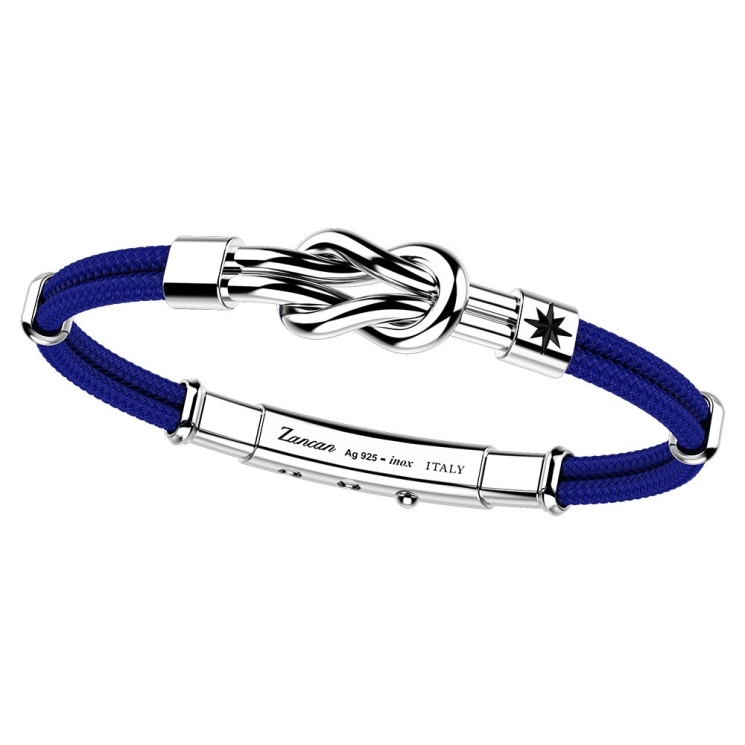 Zancan-Armband aus Kevlar mit Flachknoten aus Silber.