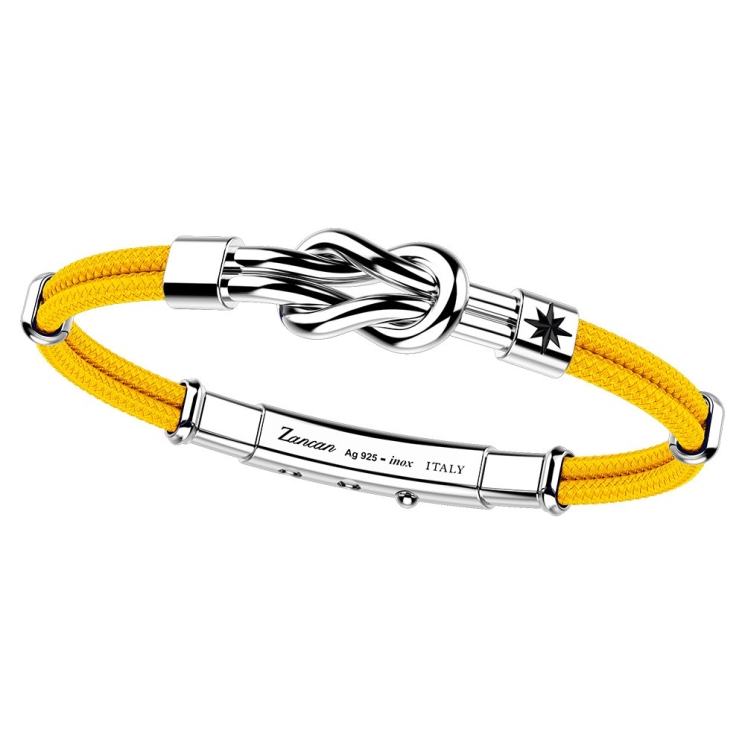 Zancan-Armband aus Kevlar mit Flachknoten aus Silber.