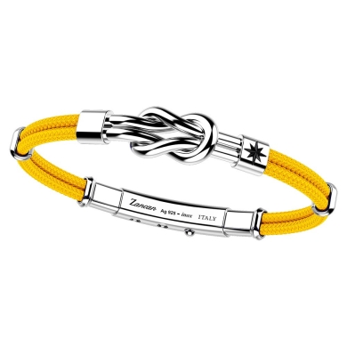 Zancan-Armband aus Kevlar mit Flachknoten aus Silber.