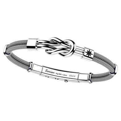 Zancan-Armband aus Kevlar mit Flachknoten aus Silber.