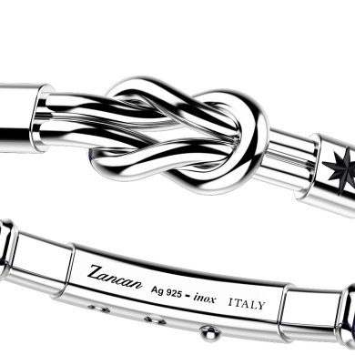 Zancan kevlar bracelet with flat silver knot.