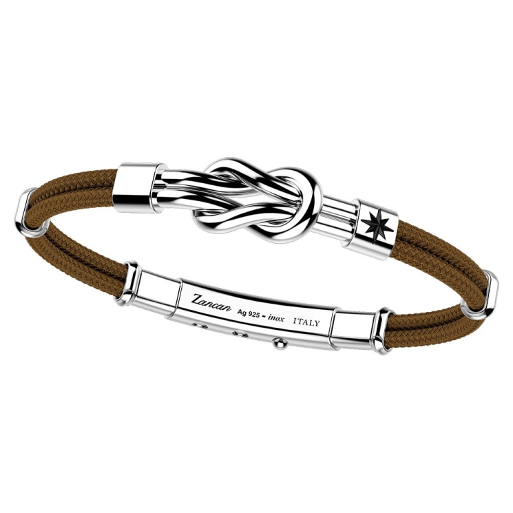 Zancan-Armband aus Kevlar mit Flachknoten aus Silber.