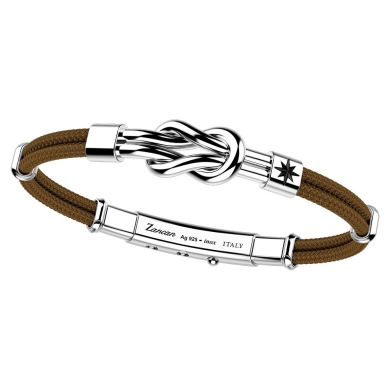 Zancan-Armband aus Kevlar mit Flachknoten aus Silber.