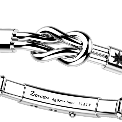 Zancan-Armband aus Kevlar mit Flachknoten aus Silber.