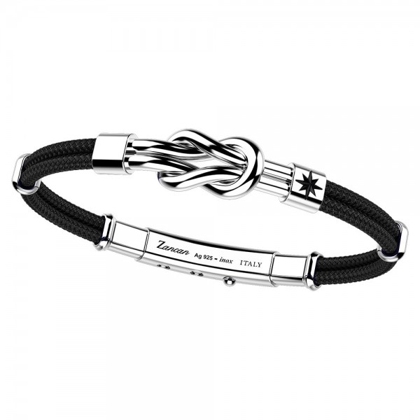 Zancan-Armband aus Kevlar mit Flachknoten aus Silber.